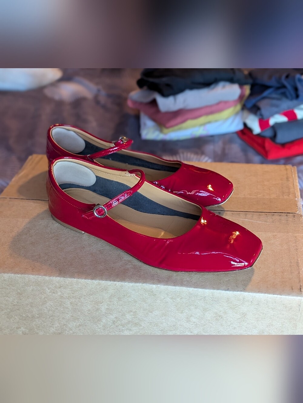 Aeyde Uma Red Patent Mary Jane Flats 38.5